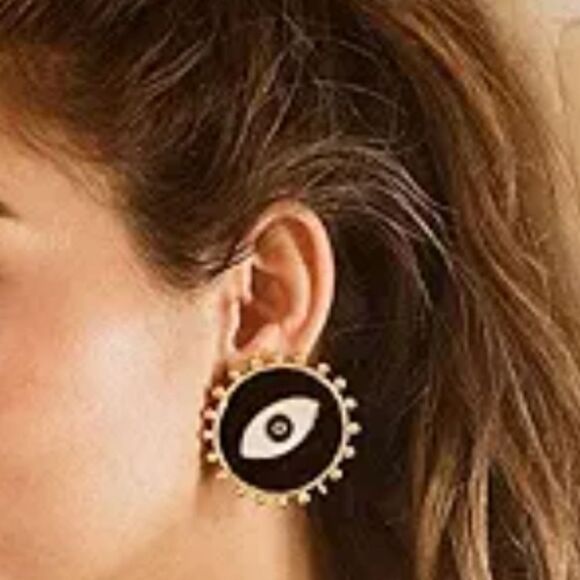 New ANTHRO Evil Eye Tallisman Amulet Stud Earrings - Picture 3 of 9